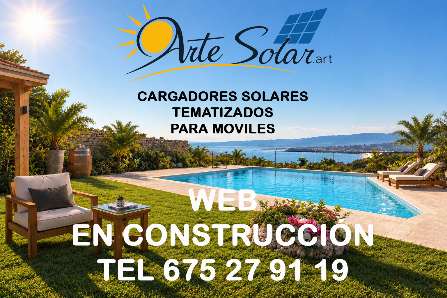 Arte Solar: cargadores solares tematizados para móviles. Web en construcción. Teléfono 675 279 119.